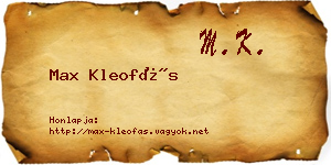 Max Kleofás névjegykártya